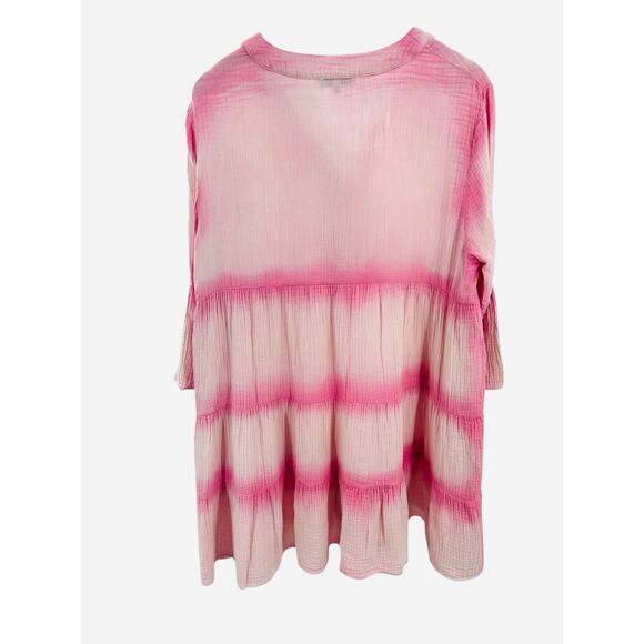 CZ Collection Cezele Pink White‎ Tie Dye Babydoll Dress Medium Boho Cottagecore - Picture 4 of 8